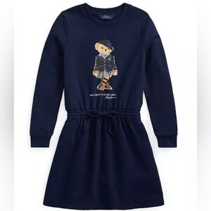 Polo Ralph Lauren Navy Girls Bear Dress (Size M, 8-10)